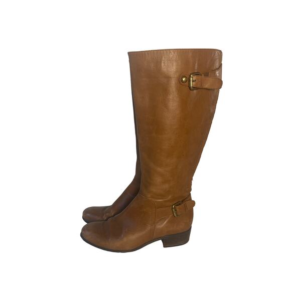 Corso Como Tall Camel Brown Riding Boot Leather Boho Side Zip Boot Size 7 - Picture 1 of 8